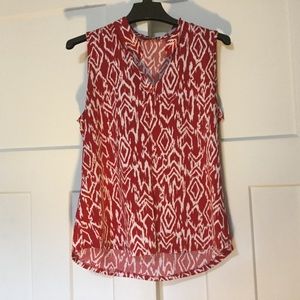 Red and White V Neck Tanktop